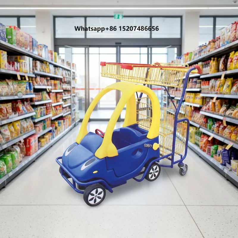 Multi-Color Mesh Kids Play Shopping Trolley Lightweight Plastic Push Cart with Polyurethane Wheels