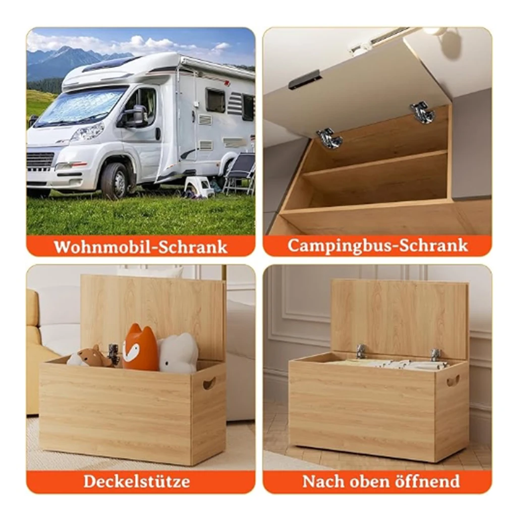 4pcs Spring Cabinet Hinges Self Locking Hydraulic Damper For RV Truck Boat Overhead Storage Door Hardware