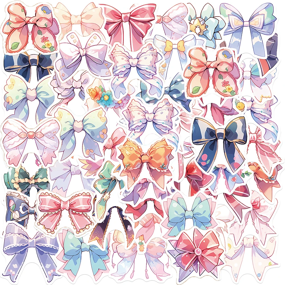 10/50Pcs Cartoon Princess Girl Bowknot pacchetto di adesivi vari estetici per bambini bagaglio da viaggio decorazione per Laptop decalcomanie Graffiti