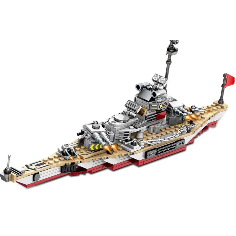 Military Ship Army Ocean Cruiser Warship Building Blocks Aircraft Weapon Ship Bricks City Toys for Children Boy Christmas Gift