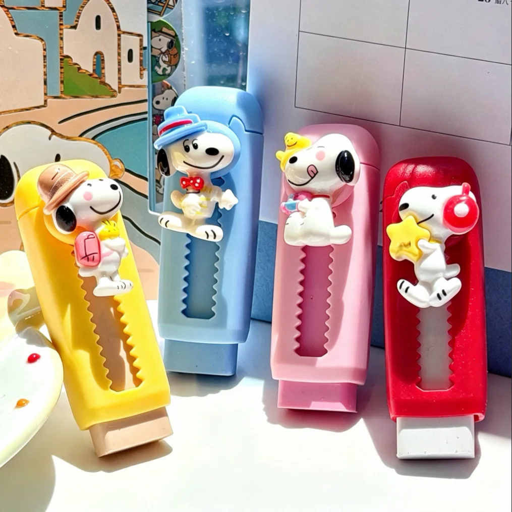 Anime Snoopy Telescopic Push-Pull Eraser Cute Portable Pencil Eraser for Students Stationery Gift Wholesale 1/2/4pcs Options