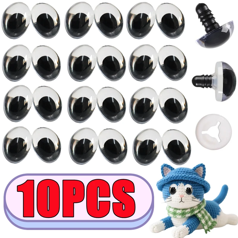 Nuevo 10 Uds. Ojos de seguridad coloridos 3D forma ovalada para juguetes de ganchillo Amigurumi DIY muñeca de juguete que hace muñeca de ojo de Animal suministros para manualidades DIY