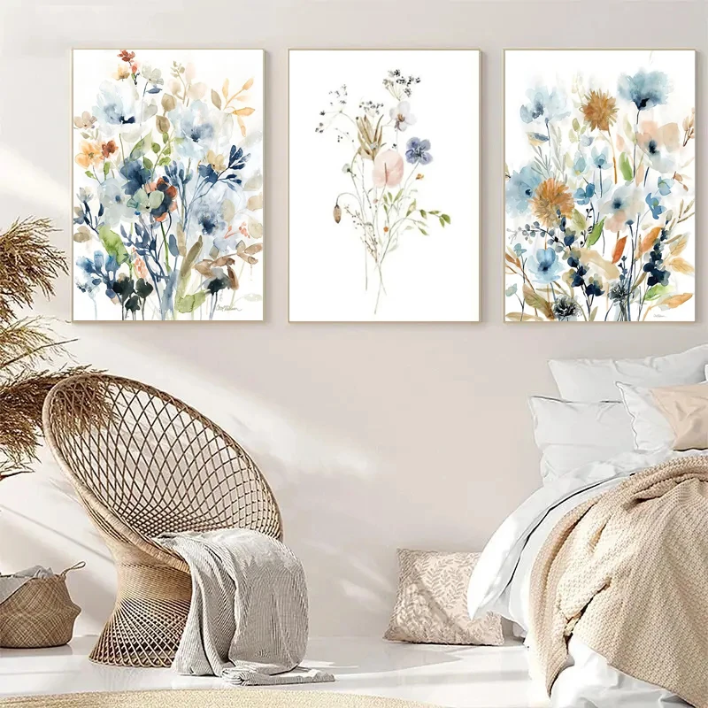 

Nordic Watercolor Mix Botanical Flowers Leaves Posters Canvas Painting And Prints Wall Art HD Picture For Living Room Home Decor