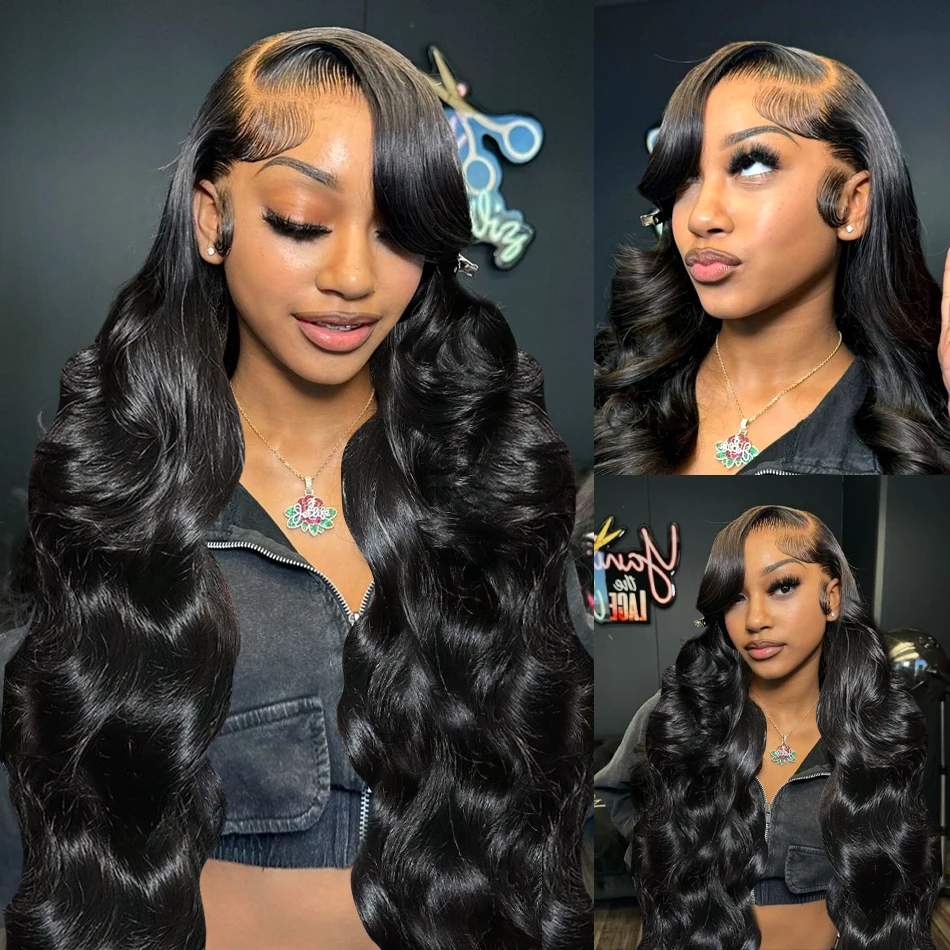 250 Density 40Inch HD Transparent 13x4 13x6 Pre Plucked Body Wave Lace Frontal Wig Human Hair Glueless Brazilian Hair Wig Women