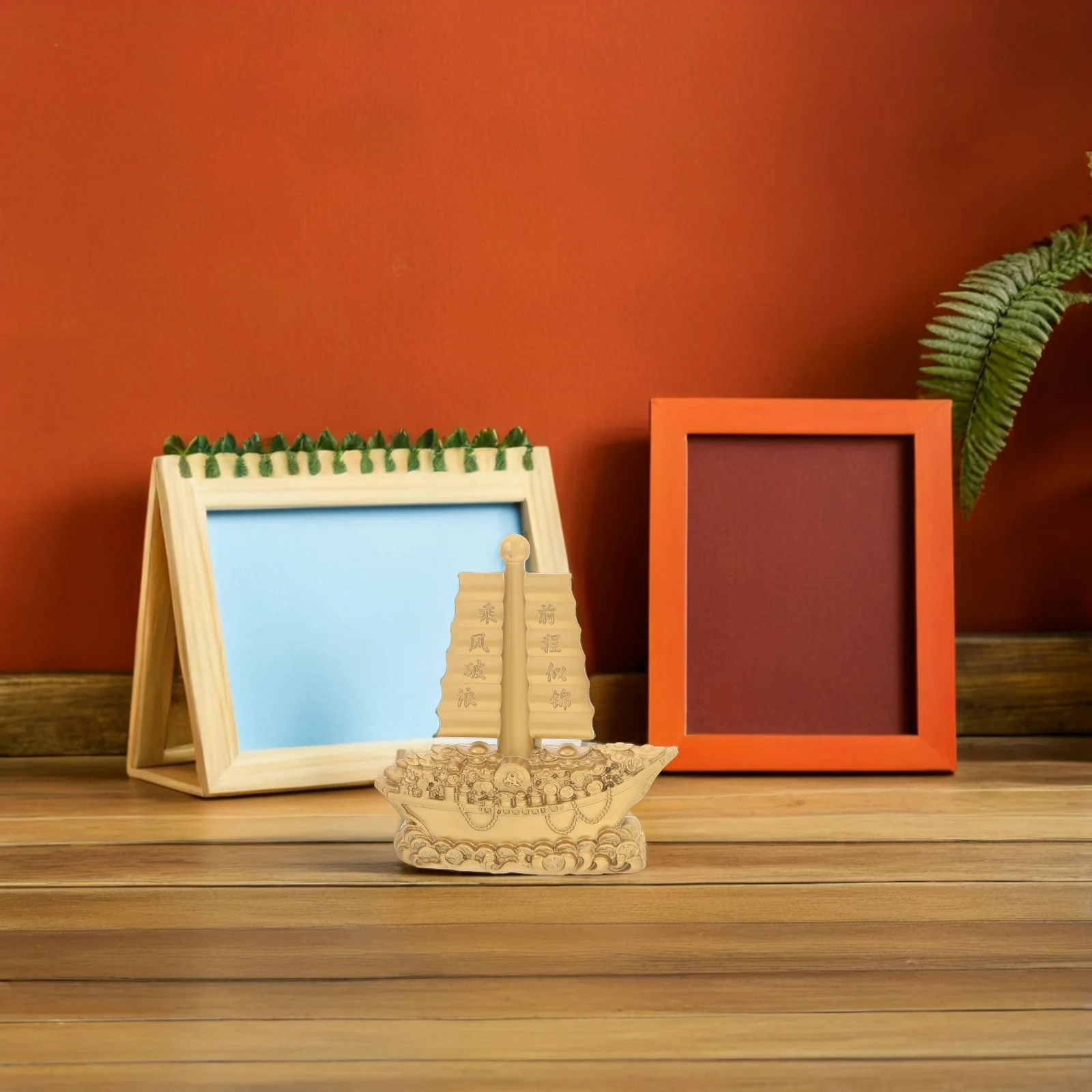 

Gold Ingot Sailboat Ornament Alloy Miniature Sailing Ship Elegant Desk Decor For Office Home Festival Lucky Chinese Fortune