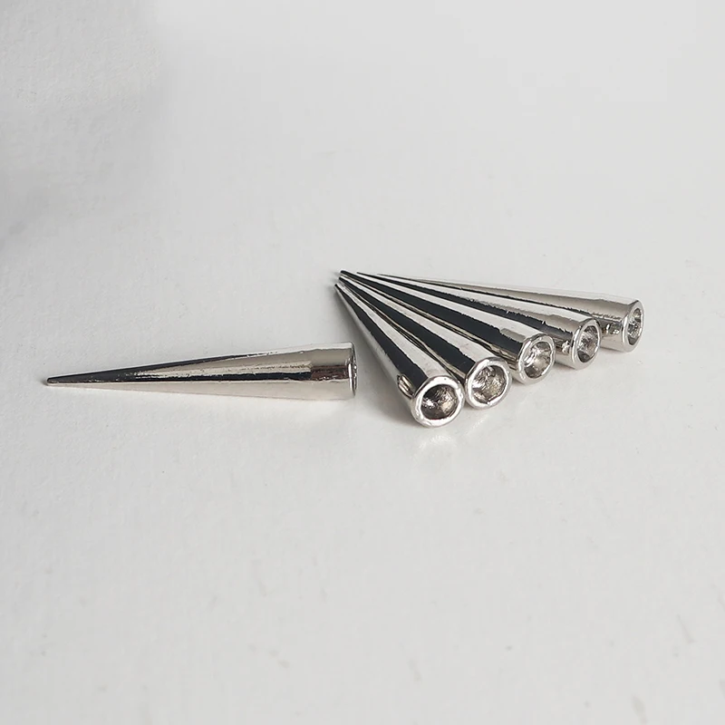 50 Sets 7 x 38 mm Silber Punk Spike Zinklegierung Kegel Spots Nieten Lederhandwerk Nieten Bullet Spikes für Leder – Detail 2