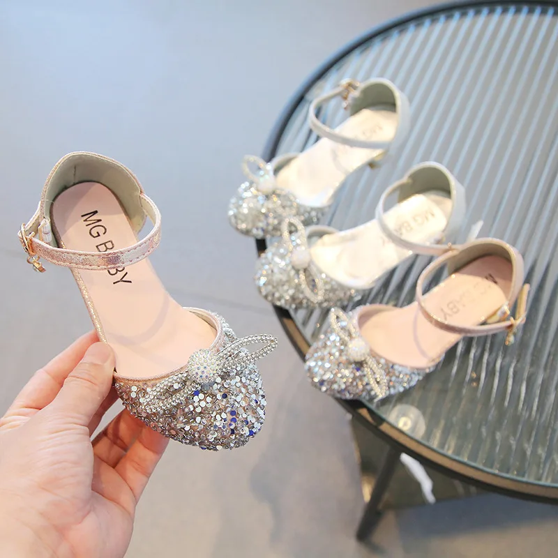 

Fashion Girls PrincessShoesChildren's High Heels Single Shoes Big Kids Party Shoes Student Dance High Heels KidsCrystal Slippers