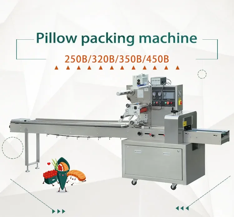 Automatic PLC Large Model Hamburger Snack Food Film Moon Cake Biscuit Package Machinery Pillow Packaging Machine