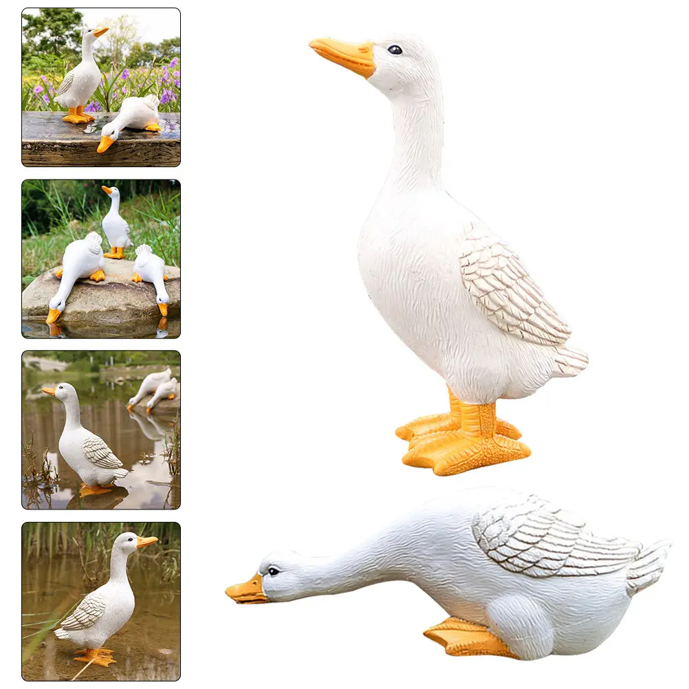 

2Pcs High Quality Resin Duck Statue Garden Decorative Sculpture Outdoor Indoor Desk Courtyard Fishpond Landscape Decoration