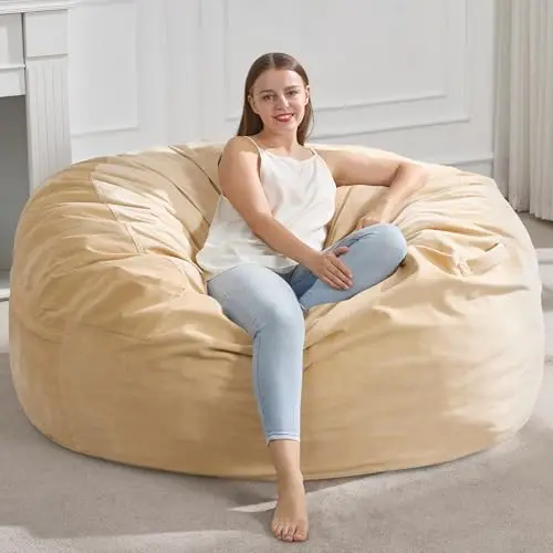 Adults Bean Bag Chair 4FT Big BeanBag Chair Extra Large Oversized | Memory Foam,Washable Cover,Velvet Fabric,Storage
