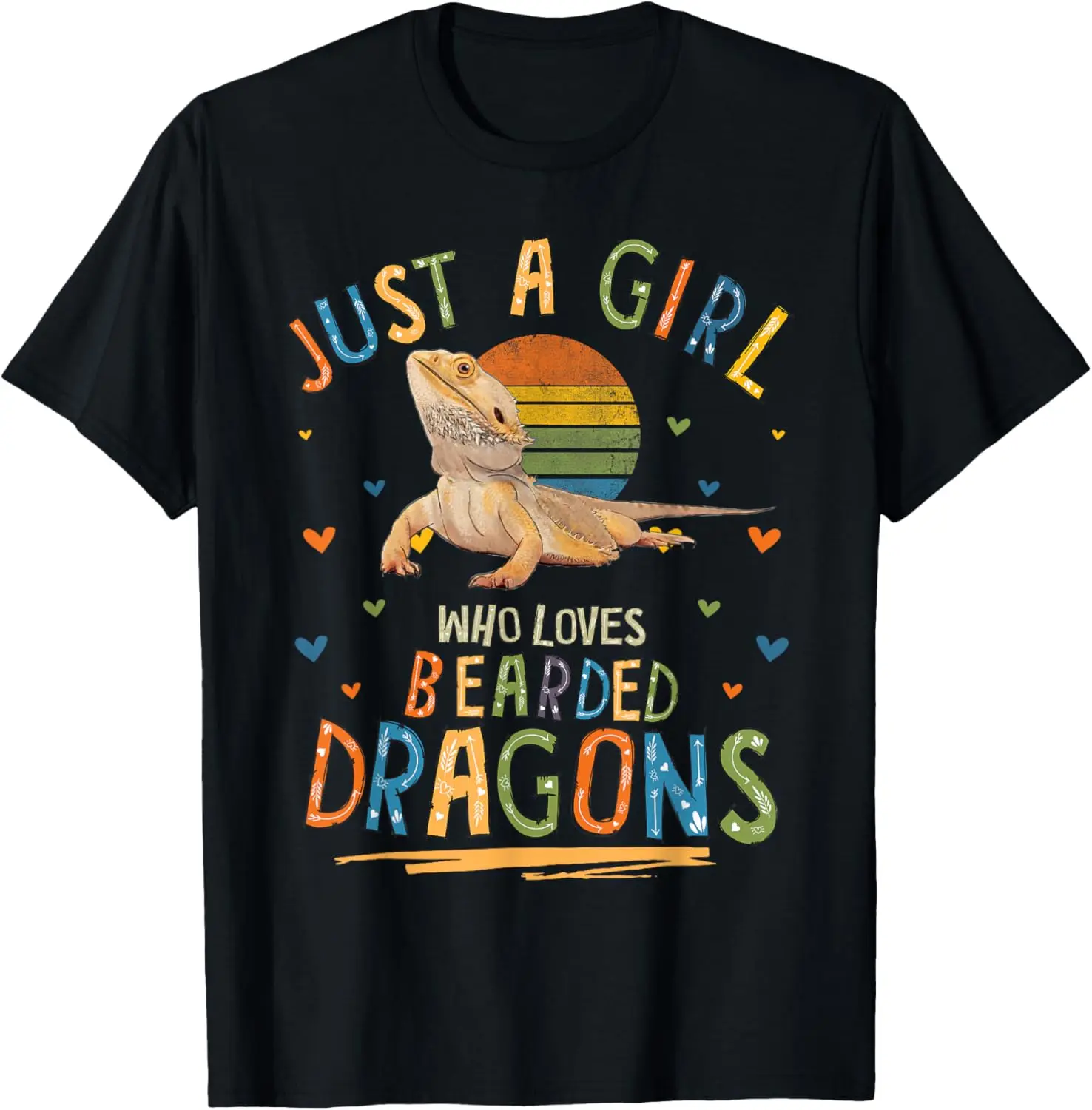 Just A Girl Who Loves Bearded Dragons T-Shirt Small 100% Cotton Trendy Y2K Short-Sleeve Tee – Soft, Quick-Drying, &
