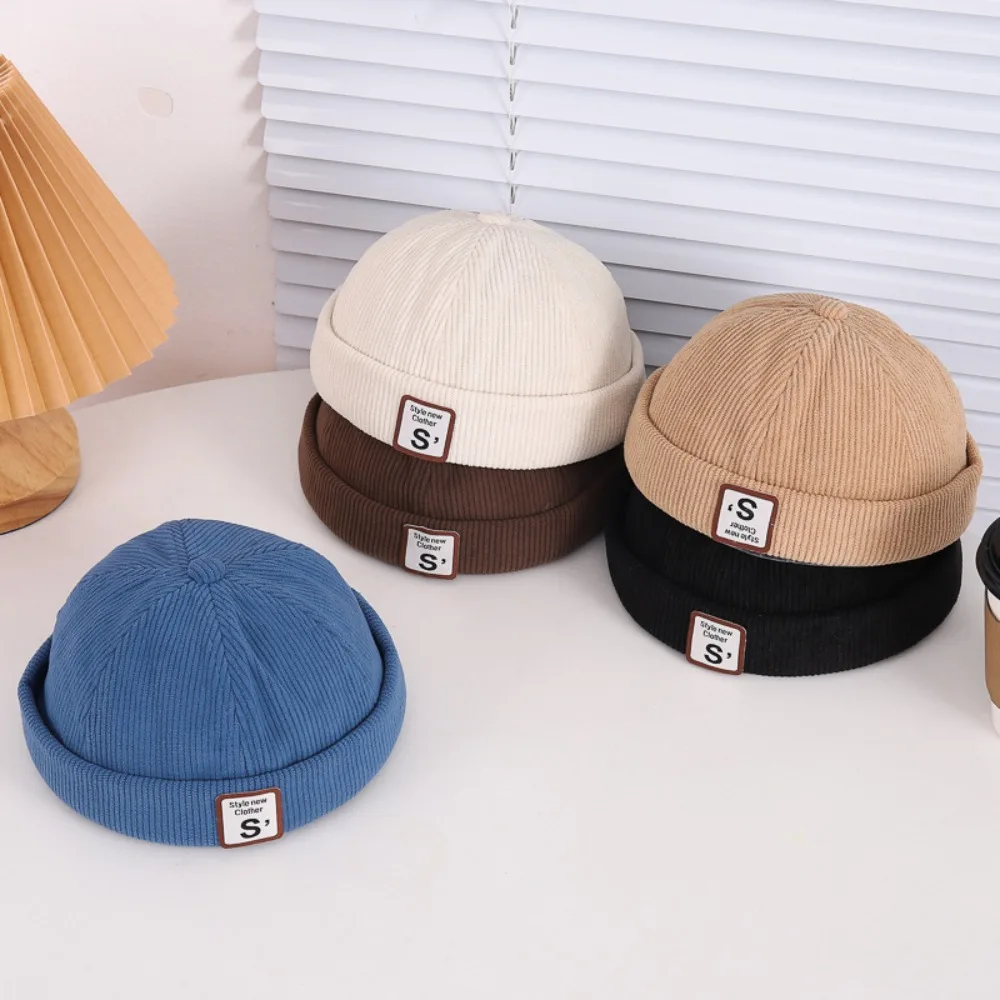 أزياء سروال قصير الطفل قبعة خمر بلون Brimless قبعة إلكتروني مطرزة قابل للتعديل قبعة دافئة في الهواء الطلق #4