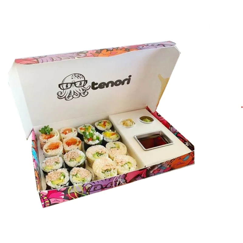 Customized productSushi Packaging Box Custom Size Printed Disposable Take Away Take Out Sushi Box With Division