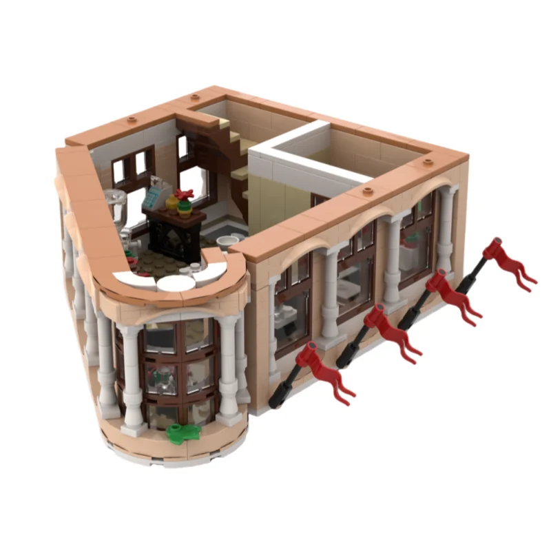 

MOC architectural medieval restaurant floor castle model - small particle building blocks toy set with 746 pieces - suitable for