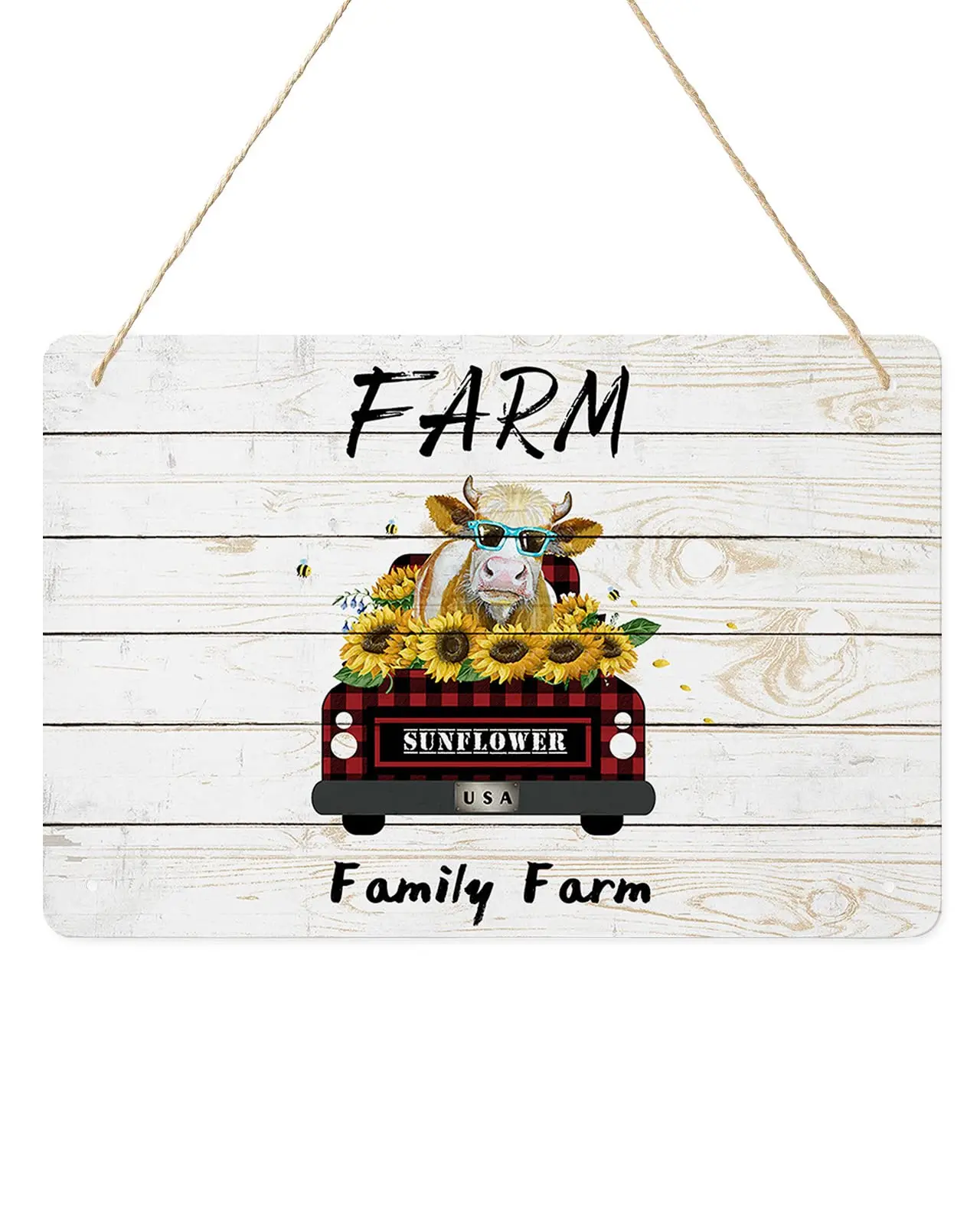 Металлический жестяной знак, Настенный декор, деревенский грузовик с подсолнухом и коровой, приветствуются жестяные знаки для детской кофейной бары, фермы Wo