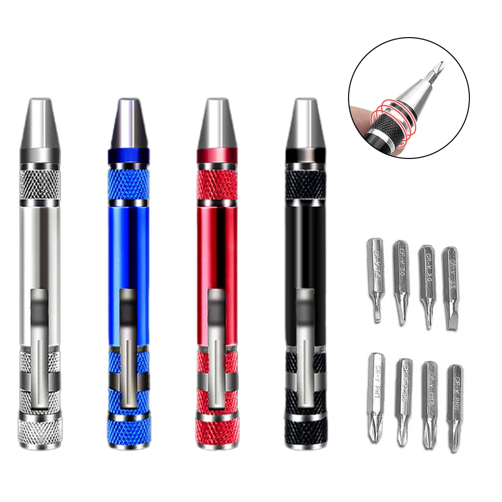 Multifunction 8 In 1 Mini Aluminum Precision Pen Screw Driver Screwdriver Set Repair Tools Kit For Cell Phone Hand Tool Set