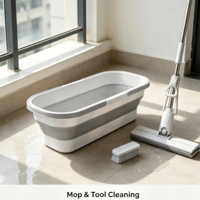 Folding mop bucket, long large-capacity bucket, extra large mopping bucket, suitable for multiple scenarios