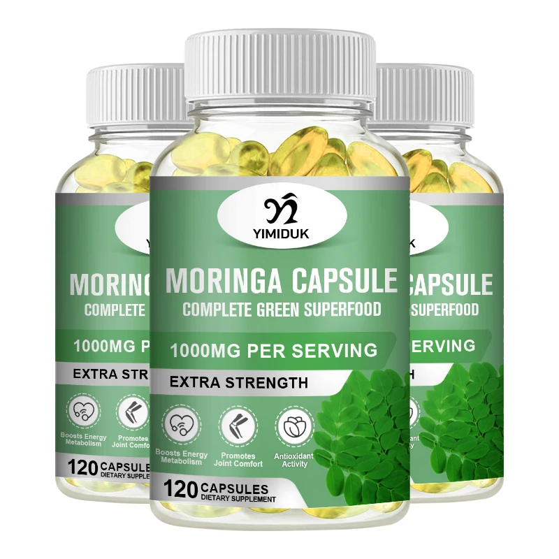 Moringa Oleifera Capsules  - 100% Pure Leaf Powder - Compound Vitamin & Amino acid supplement Blood Sugar & Lipids Antioxidant