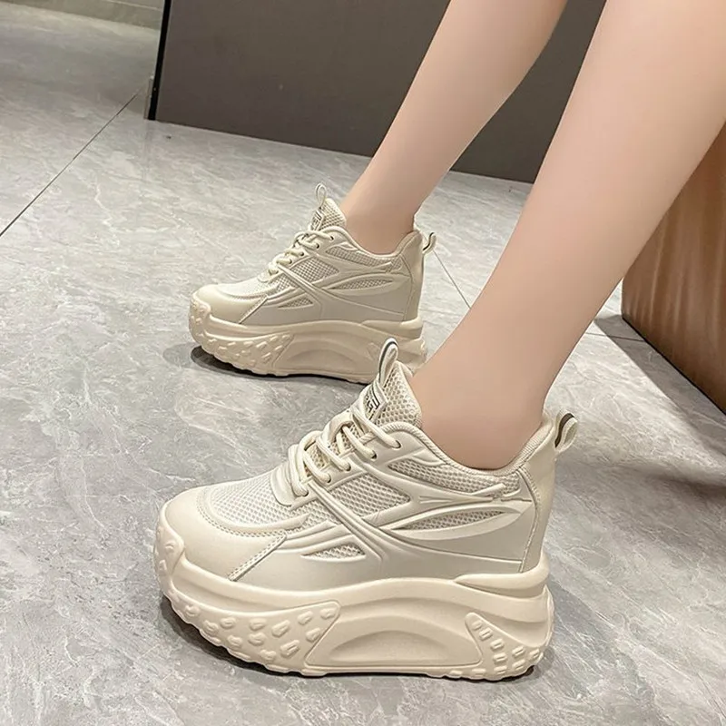 النساء الخريف في الهواء الطلق المشي أحذية رياضية عارضة الأزياء الرياضية منصة أحذية مفلكنة امرأة بيضاء الشقق السيدات التنس المدربين #5