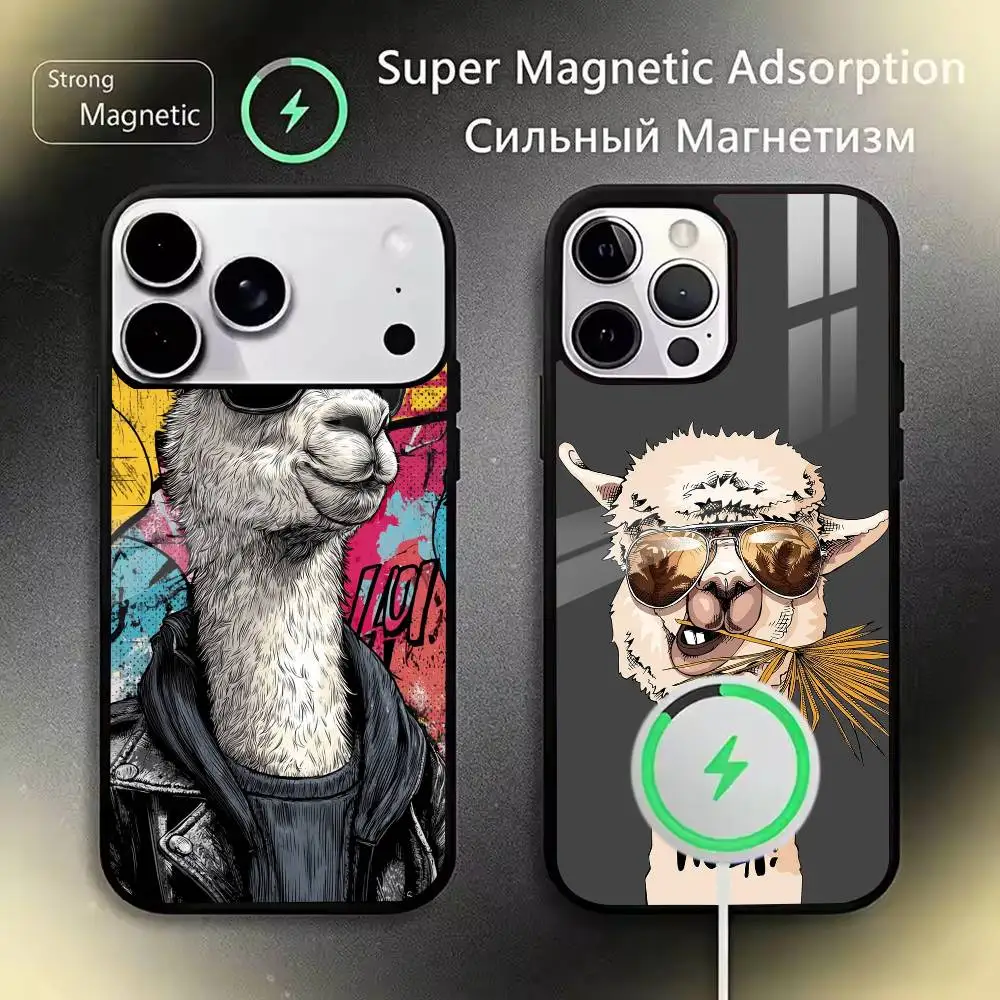 

cute pet alpaca Phone Case For iPhone 11,12,13,14,15,16,17Plus,Pro,Max for Wireless Charging