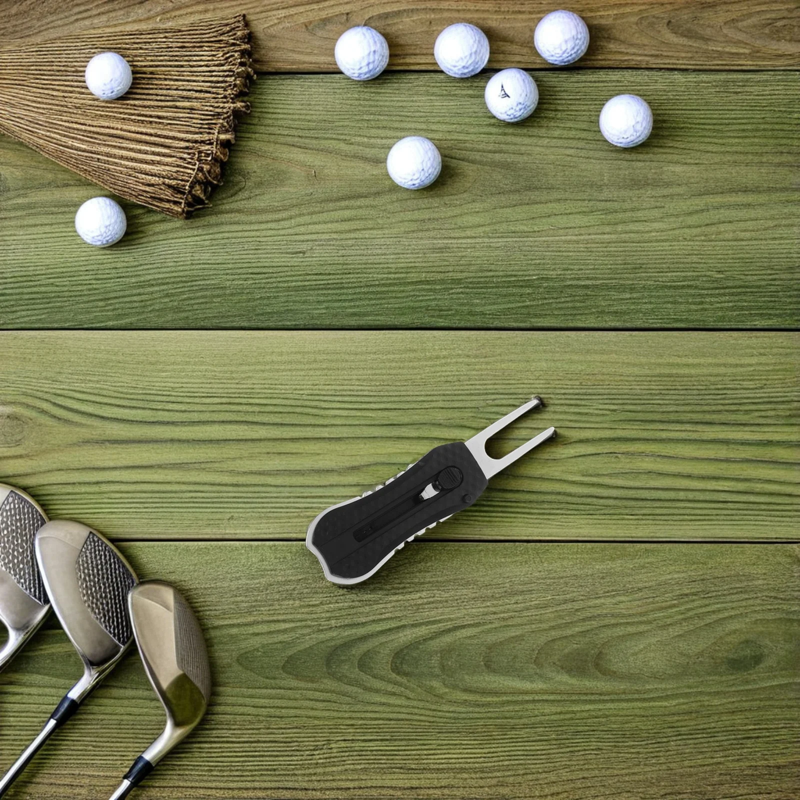 

Golf Divot Tool with Ergonomic Grip - Multifunctional Metal Pitch Repairer for Putting Green Maintenance - Foldable Turf Fixing