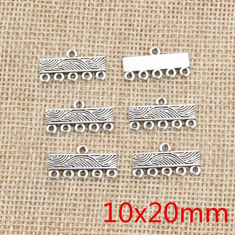 30pcs Antique Silver Plated Vintage Bar Rectangle Retro Connector Charm Pendant DIY Necklace Jewelry Findings Accessories