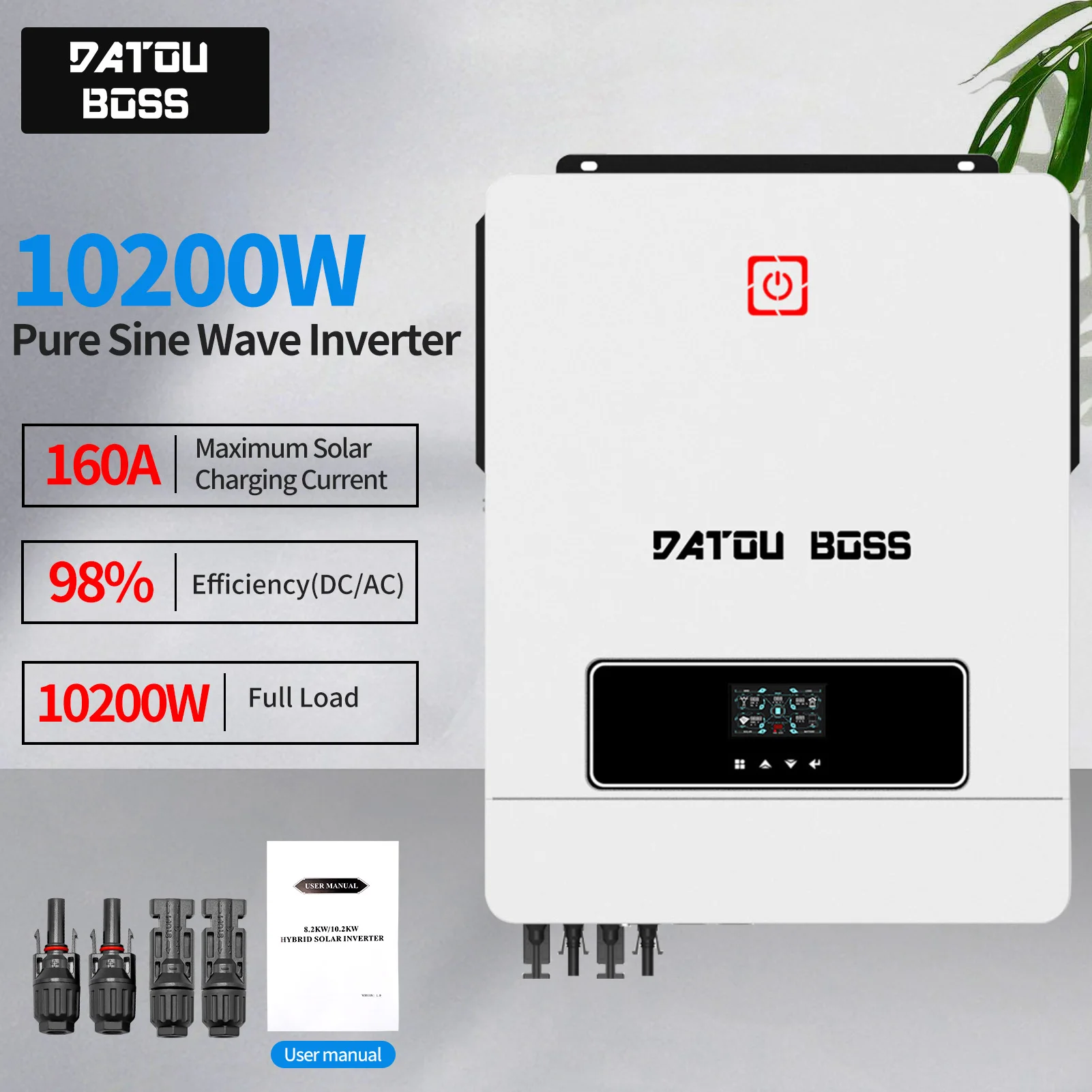 DATOUBOSS DE Warehouse DT-10200W Solar Hybrid Inverter DC48V to AC220V MPPT Controller 180A High Power Pure Sine Wave Output