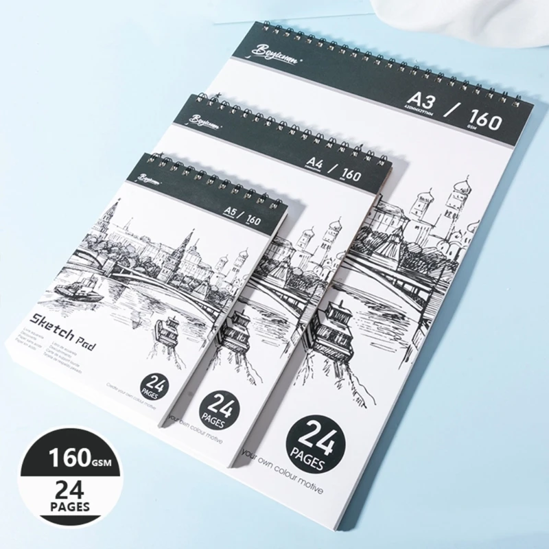 دفتر رسم مزدوج ملفوف مكون من 24 صفحة لوحة رسم ورقية محمولة للفنانين #6