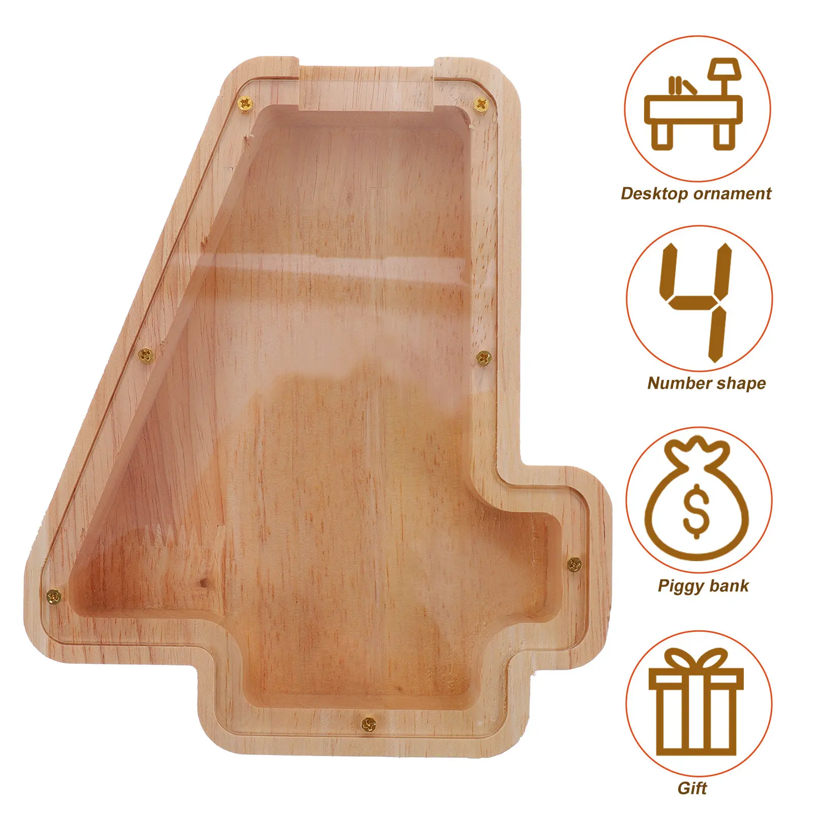

Clear Wooden Piggy Bank Modern Farmhouse Style Desktop Savings Jar Coin Bank for Kids Home Decoration Creative Money Saving Box