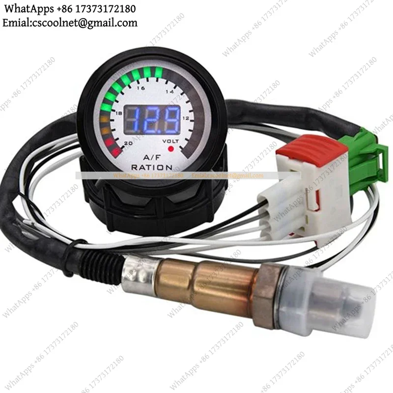 k3 52mm Digital Air Fuel Ratio & Voltage Gauge 2-in-1 AFR Voltmeter with O2 Sensor for 12V Cars