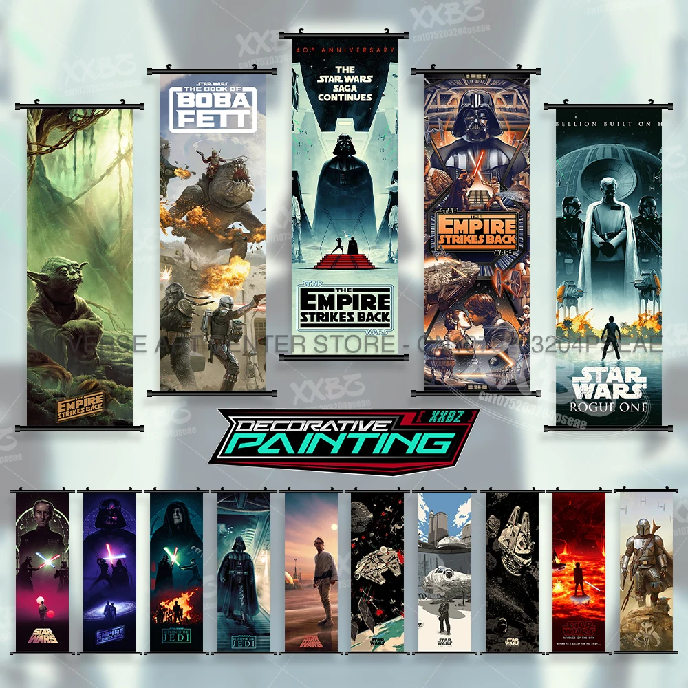 

Star Wars Poster Falcon Hanging Painting Anakin Skywalker Wall Art Kylo Ren Scrolls Picture Finn Home Decoration Yoda Wallpaper