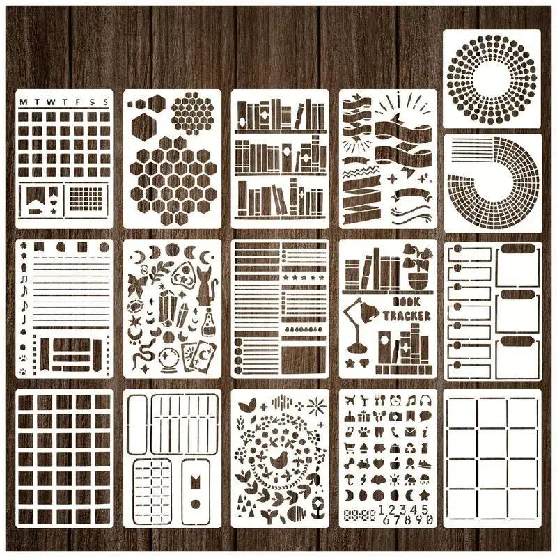 16 Pcs Journal Stencil Templates for DIY Art Supplies – BLING QUEEN