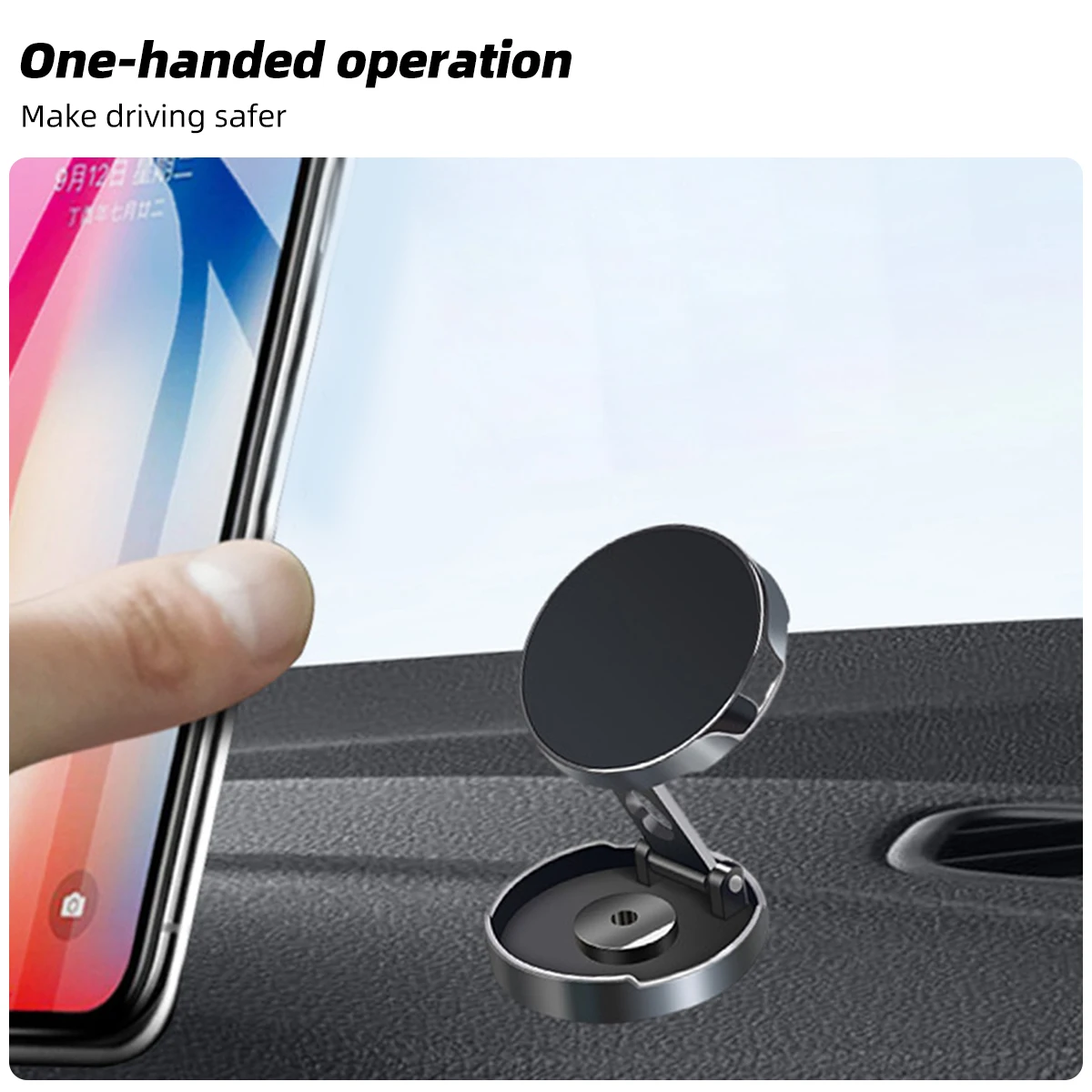 Folding Magnet Cell Phone Stand Metal Magnetic Car Mobile Phone Holder in Car GPS Support For iPhone Xiaomi 720° Rotatable Mount