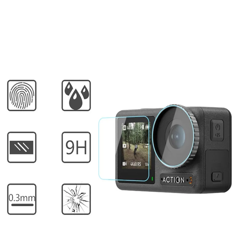 Djiアクション3用強化ガラススクリーンプロテクター,レンズ保護フィルム,カメラアクセサリー