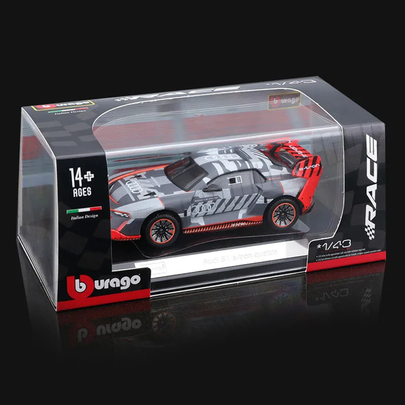 Bburago 1:43 Audi S1 E-tron Quattro odlewany model samochodu ze stopu kolekcjonerskie miniaturowe modele samochodów zabawki prezent na boże narodzenie