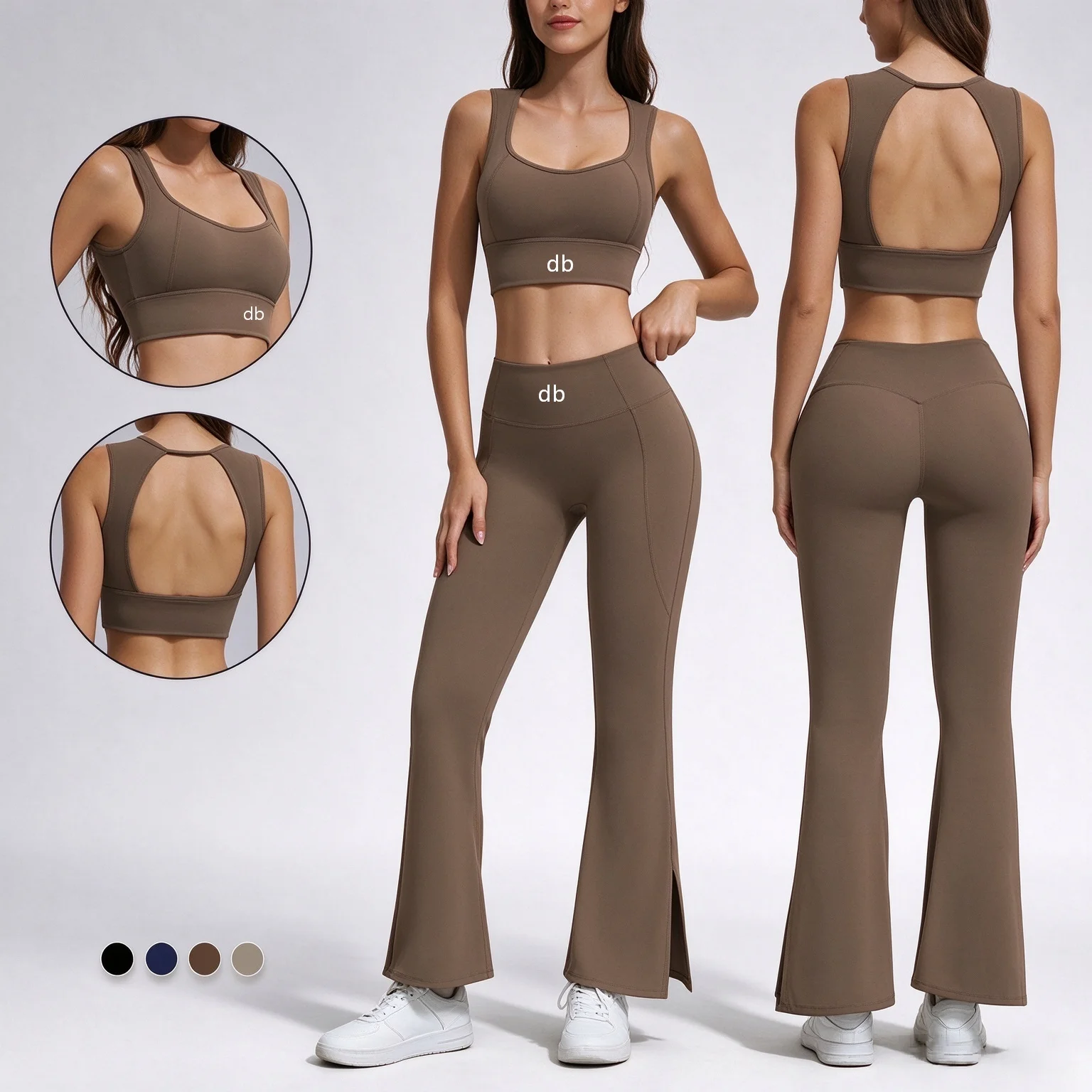 Women's yoga set - brushed underwear, high-waisted figure-hugging yoga pants, loose-fitting athletic pants, fitness set