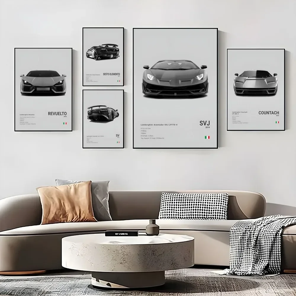 L-Lamborghini Aventador COUNTACH SESTO ELEMENTO SVJ  Poster Prints Perfect Design Nordic Modern living room Home Decor Gift