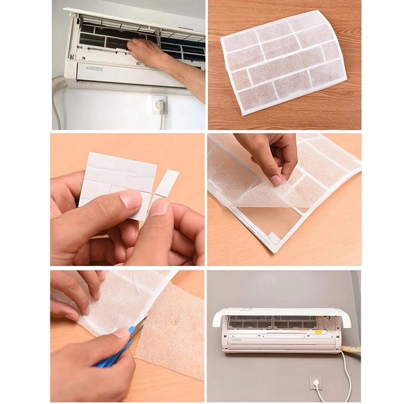 50Pcs Air Conditioning Filters Wind Outlet Cover Self-Adhesion Cuttable Air Conditioner Purifying Filter Net 40X35cm