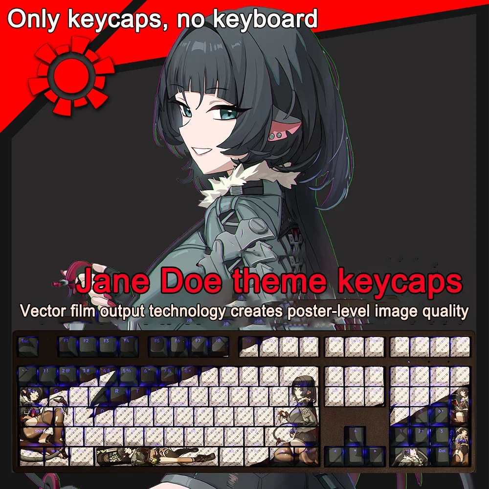 For Zenless Zone Zero Keycaps Keycap PBT Dye Subbed Cherry Backlit Keycaps Anime Key Cap For ANSI 61 87 104 108 Layout Keys