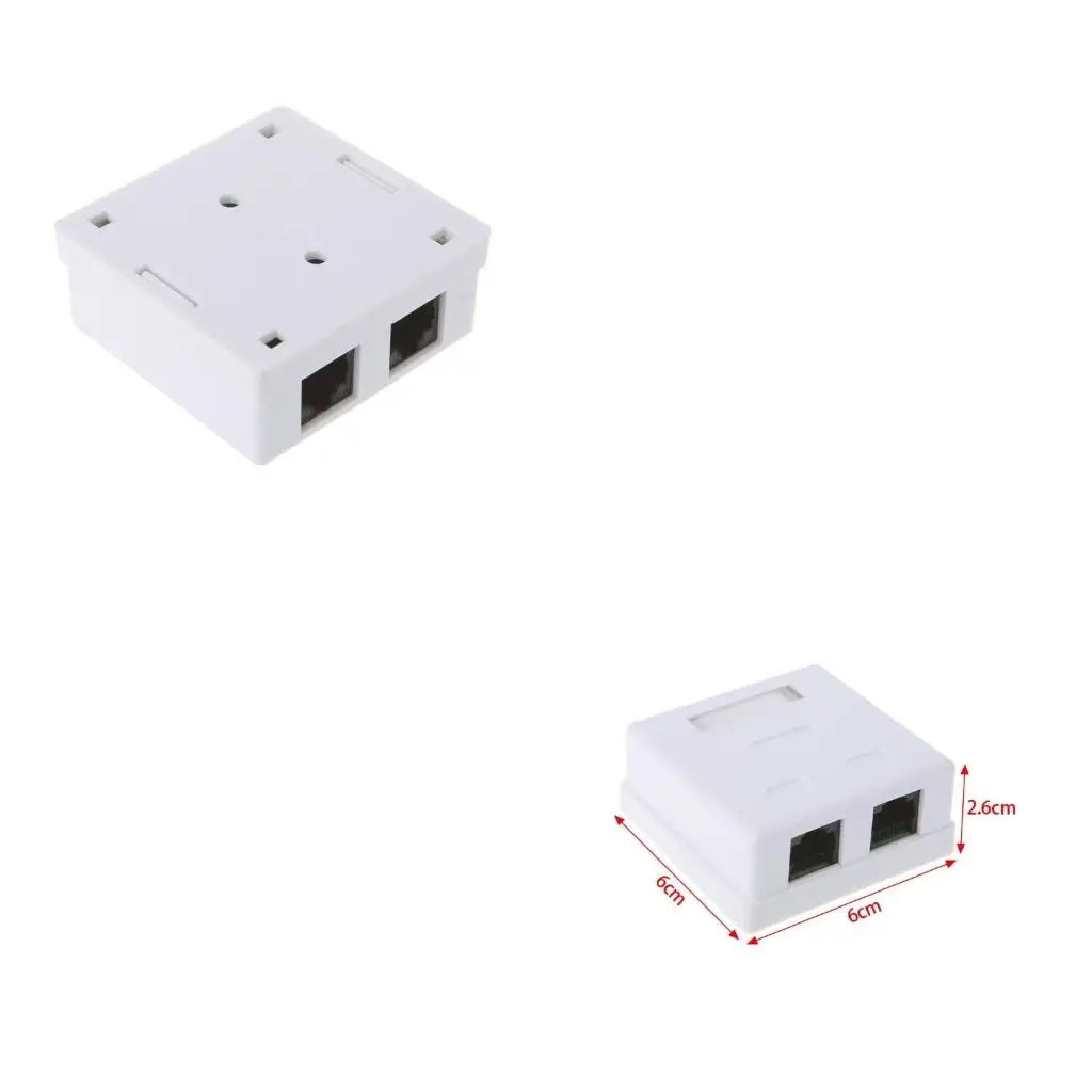 2Port UTP RJ45 Cat6 Surface Junction Box Network Connector For Cat 6 Cat6e 8P8C (Female-Female)