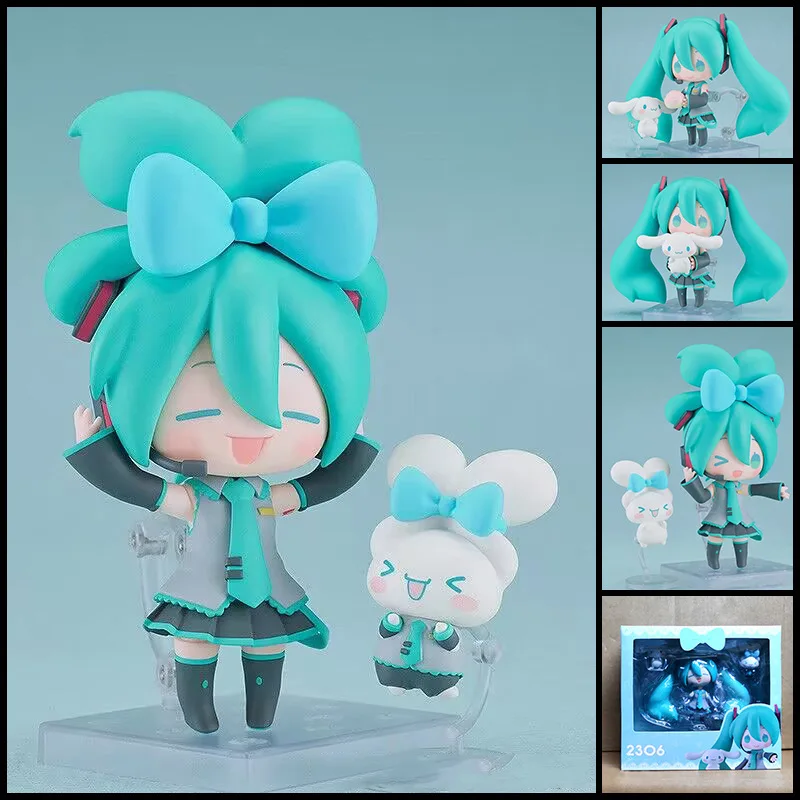 

Hatsune Miku Anime Figurine Holding Cinnamoroll Bean Eyed Kawaii Tabletop Decorations Action Figures Doll Model Children Toygift
