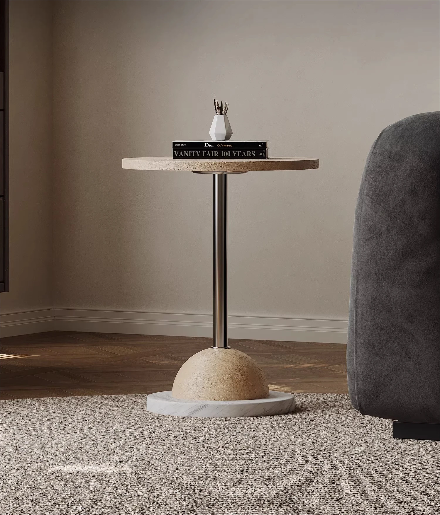 sofa side table, round marble designer living room, home used second-hand coffee table, light luxury and high-end