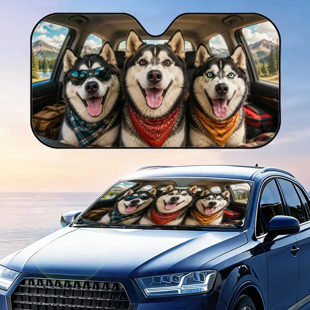 

Funny The dog is driving Sun Visor Foldable Universal Car Windshield Sun Shade UV Protection Heat Insulation Foldable Cover