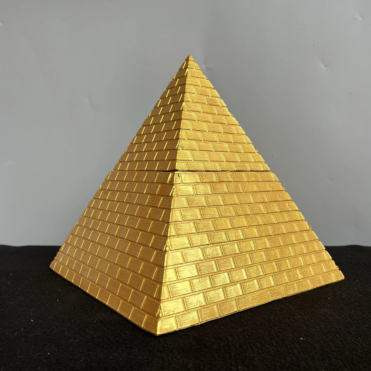 Brass pyramid storage jar Pyramid shaped incense burner  Brick pattern Amass wealth Ornaments Town house
