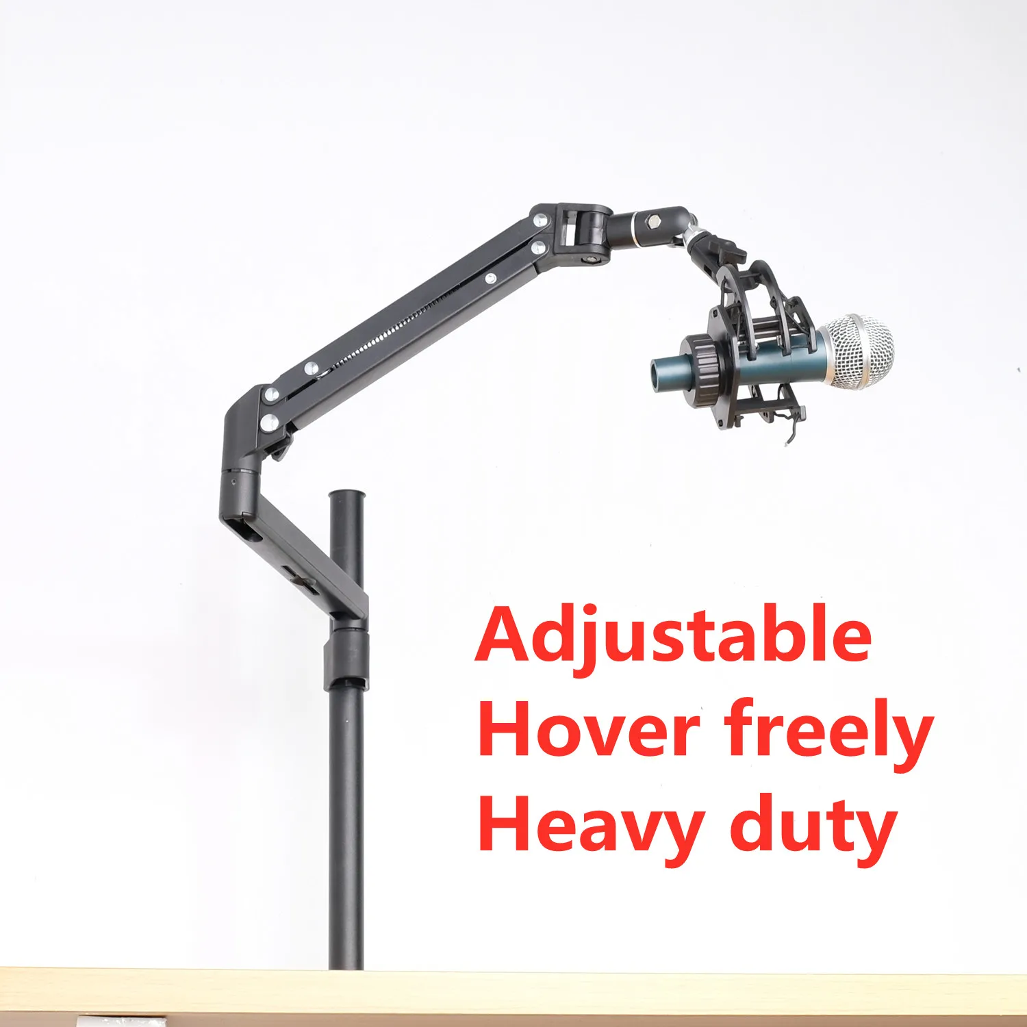 Aluminum Podcast Mic Arm Stand Adjustable Friction Tripod Sturdy Desktop Mount For Broadcasting