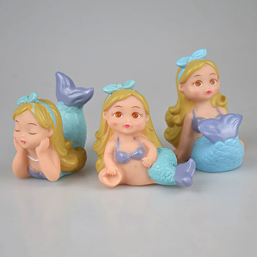 

3Pcs Cute Mermaid Cake Crafts Ornament Birthday Party Decor Desktop Decorations Cake Decor Home Decoration Desktop Ornament