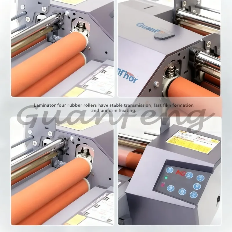 A3 professional 4-roll hot and cold roll laminating machine 220V, adjustable speed desktop, laminating printing equipment