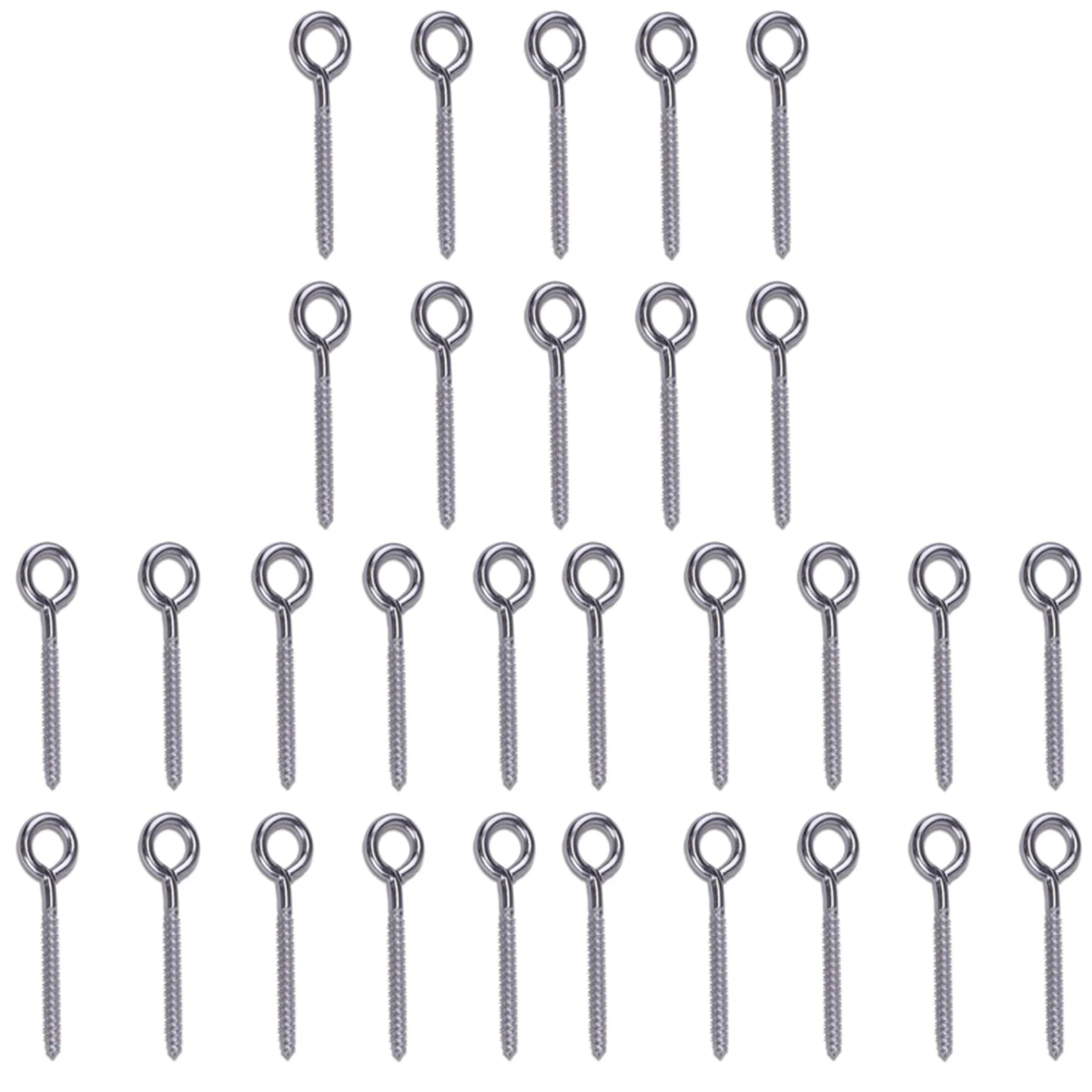 ABAH-30 Pack Stainless Steel Eye Shape Screws Metal Hook Wood Terminal Ring Eyelet Hooks Self Tapping Screws M6