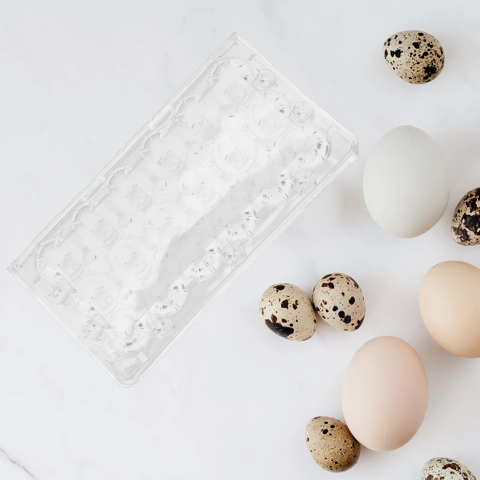 

25pcs Egg Storage Organizer 18 Grids Stackable Transparent Pvc Quail Egg Holder Kitchen Fridge Container Countertop Display