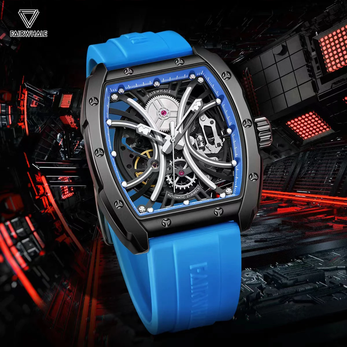 

Mark Fairwhale Creative Tourbillon Men's Watches Skeleton Design Luminous Waterproof Top Fashion Mechanical Watch for Men